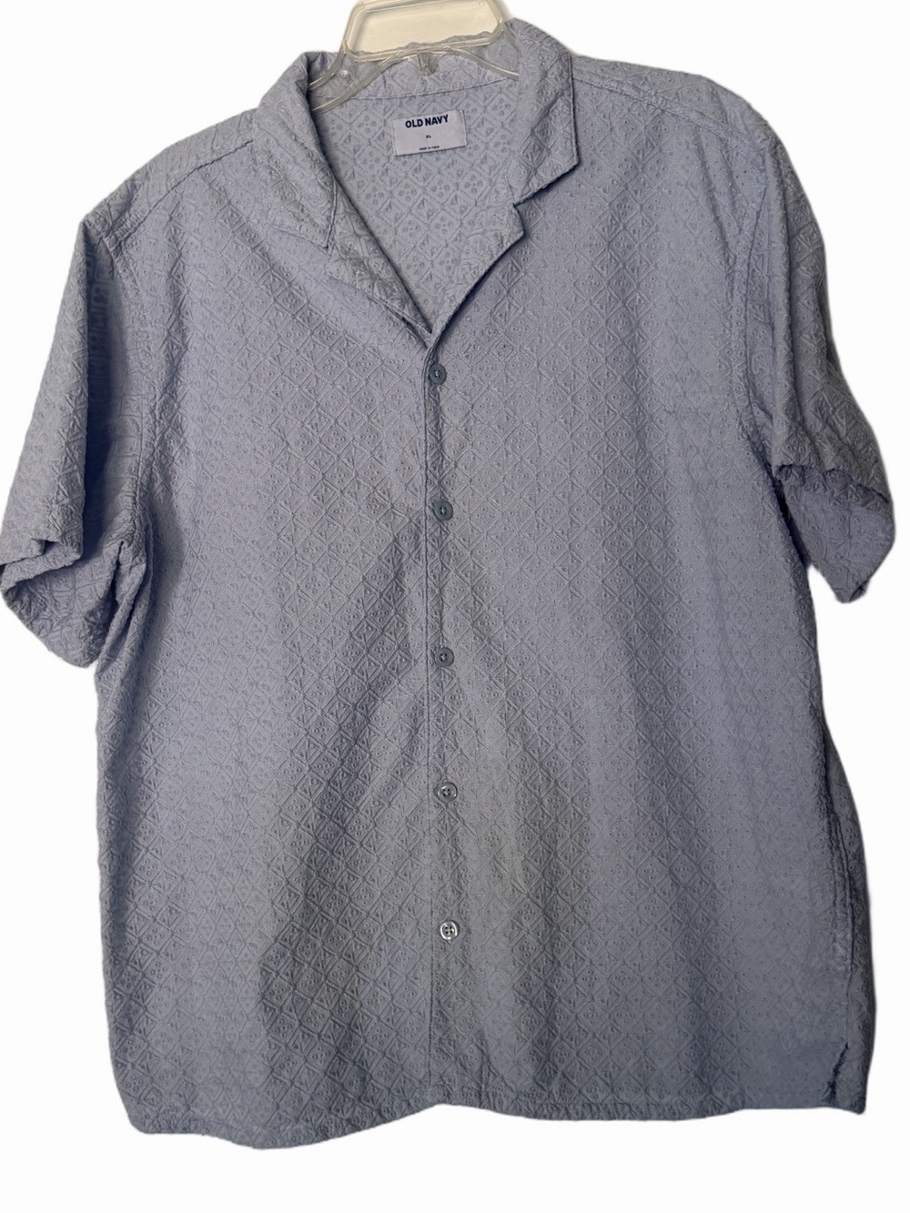 Old Navy Men's Short Sleeve Textured Button-Up Shirt - Light Gray
